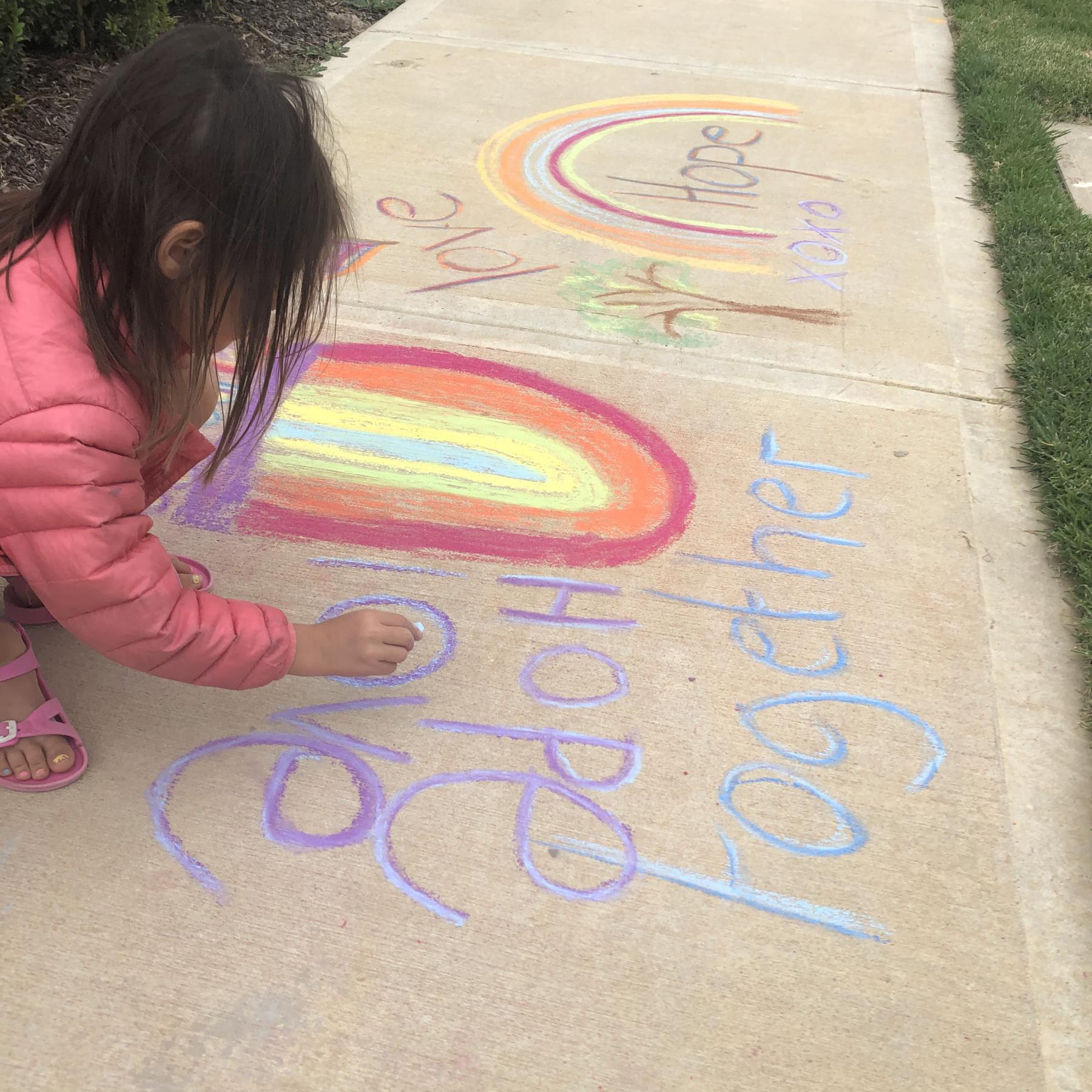 love and hope sidewalk chalk drawing